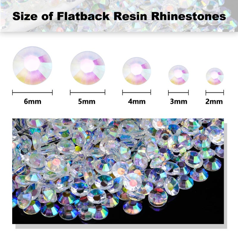 Briskbloom 1000PCS 6mm Resin Flatback Rhinestone, Transparent Clear AB Color Flatback Jelly Resin Rhinestones for Mugs, Bottles, Tumblers, Craft Decoration, Loose Bling Glitter Diamond Stone - Image 3